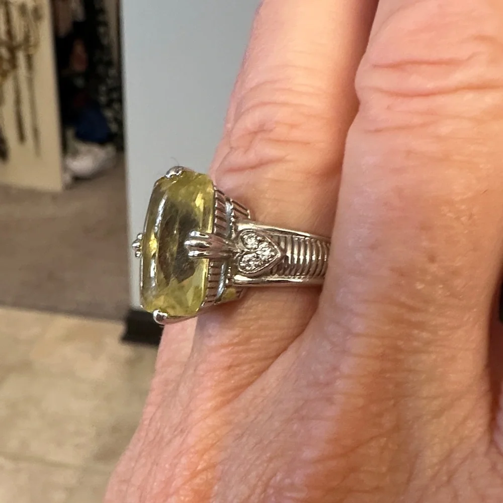 Judith Ripka limone quartz ring in 925 sterling silver. - Picture 9 of 9